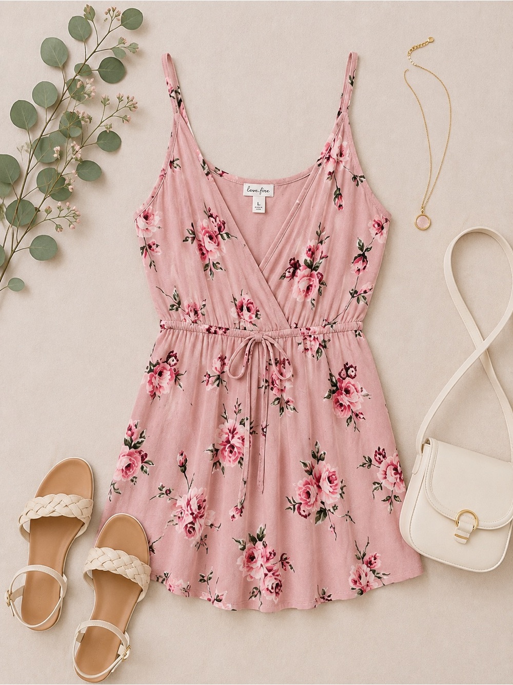 Love Fire Pink Floral Surplice Mini Dress Size Large